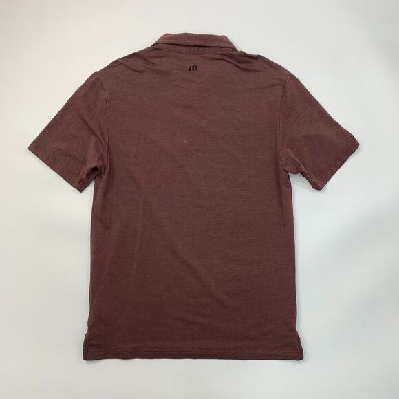 Travis Mathew Polo Shirt Mens S Small Burgundy Chest Stripe Stretch Cotton Blend - Picture 7 of 11